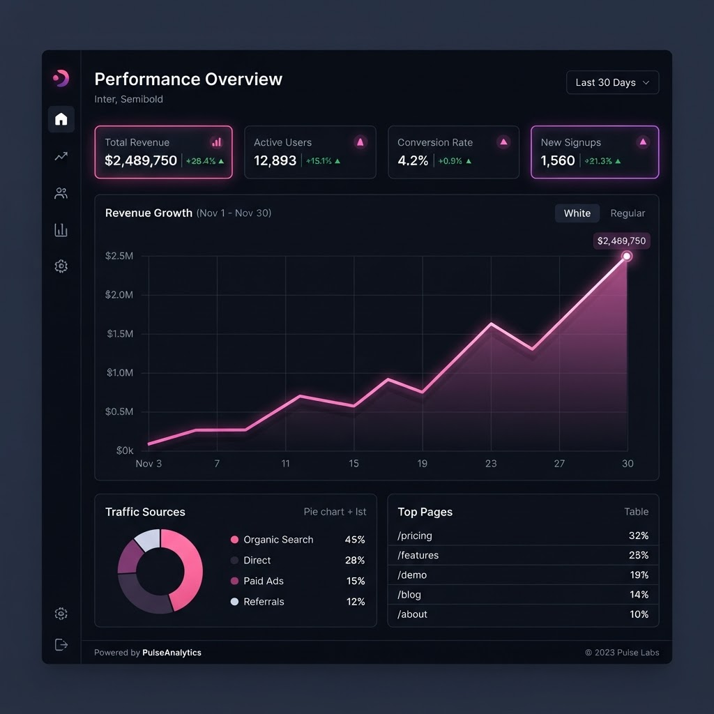 Vista de escritorio de Pulse Analytics