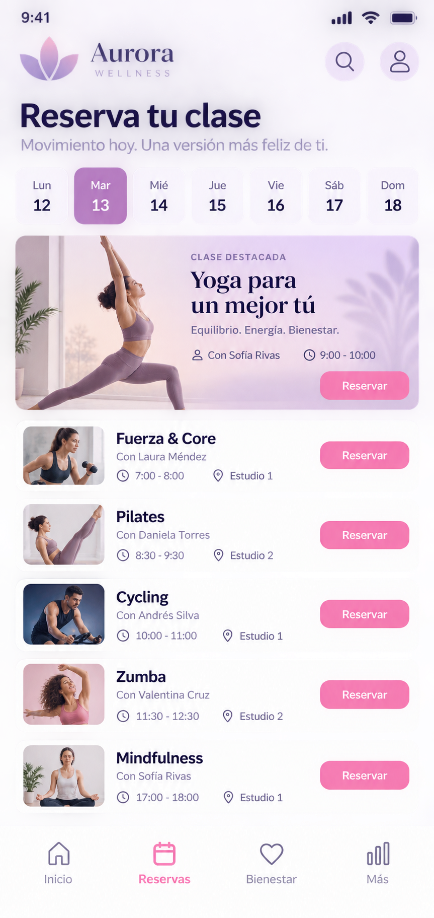Pantalla 2 de Aurora Wellness